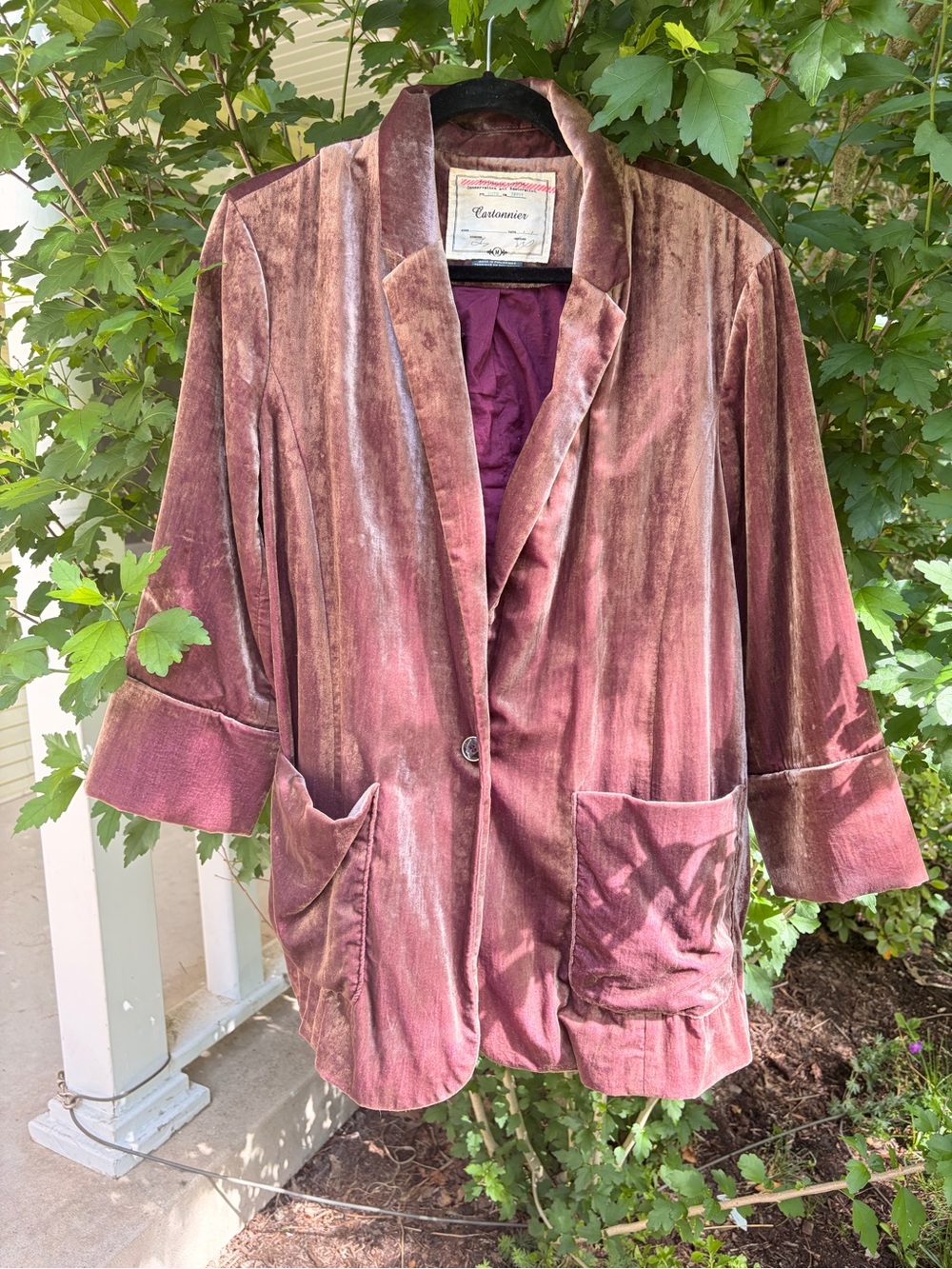 Cartonnier Velvet Blazer in Mauve-Pink